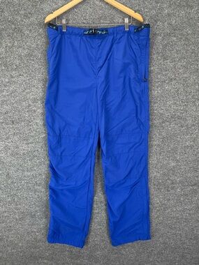 REI Pants Men’s XL Blue Vintage 90’s Retro Belted Nylon Hiking Camping Zip Ankle